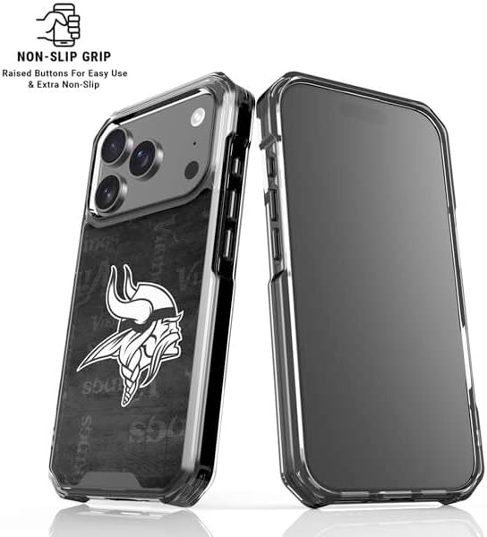 Skinit Phone Case Compatible with MagSafe iPhone 17 Pro Max - Officially Licensed NFL Minnesota Vikings Black & White Design