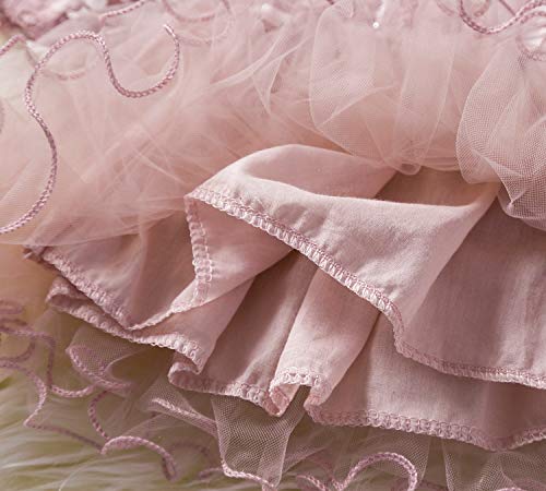 Ttyaovo Girls Long Sleeve Lace 3D Flowers Tulle Layered Princess Party Dresses Size(120) 3-4 Years Pink #TOP5