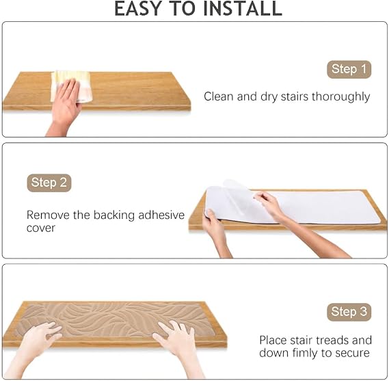 8 x 30 Stair Tread Carpet, 15PCS Non-Slip Stair Treads for Wooden Steps Indoor Staircase Carpets Runners Rugs Safety with Reusable Adhesive for Elders, Kids and Dogs