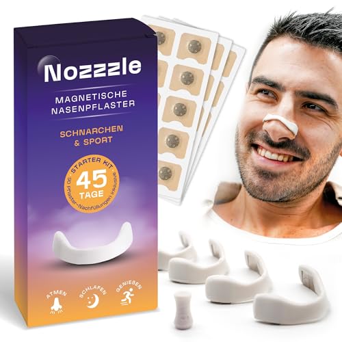 Écarteur Nasal Magnétique Anti Ronflement & 90 Patchs - Bande avec Aimant Puissant pour Respiration Efficace par le Nez - Bandelettes Adhésives - Dilatateur...