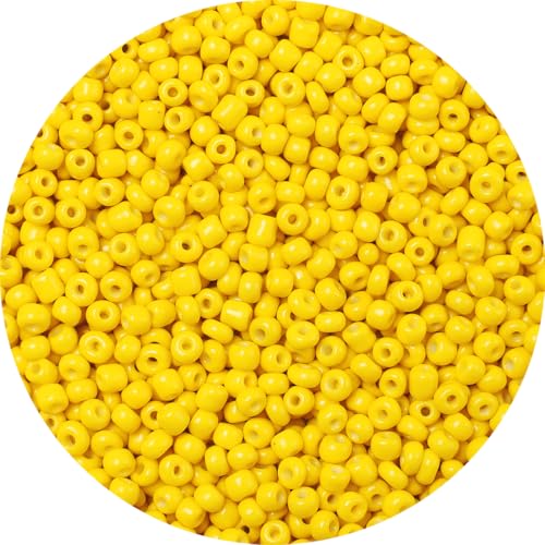 GAGANIU 2000pcs Yellow Glass Round Beads, 4mm, Loose Beads for Jewelry Making, Bead Weaving, DIY Craft Projects