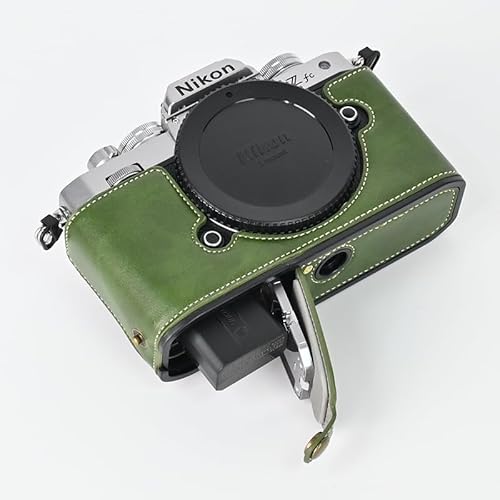 SIUTATDSH カメラケース PUレザー 適用 Nikon ニコン ZFC Z fc ケース ライナーケース カメラホルダー、耐震・耐衝撃・便携・三脚設置でき、電池交換でき。 (グリーン)