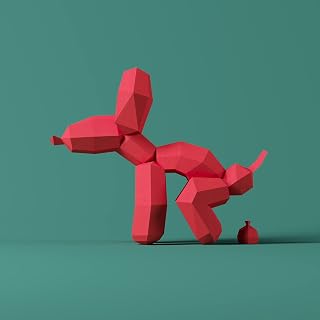 Yona DIY Balloon Dog Papercraft kit, Abstract Low Poly Animal DIY kits, Home decor, kids crafts kits, Gift, origami 3D, Paper sculpture, 3D Puzzle, Papercraft set for adults