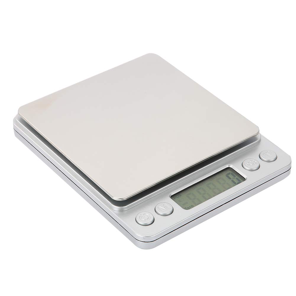 Digitale Küchenwaage, Briefwaage, Haushaltswaage, Feinwaage mit Tare-Funktion mit LCD-Display Edelstahl Plattform zum Messen von Lebensmittel Schmuck Küchenwaage(3kg/0.1g)