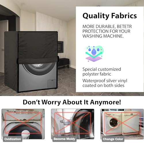 Image of Waterproof & Dustproof Top Front Load Washing Machine Cover for 6 kg 6.5 kg 7kg & 7.5 kg Compatible for IFB LG Samsung Whirlpool Bosch Haier | Siemensfor with Pipe Holes (Coffee)