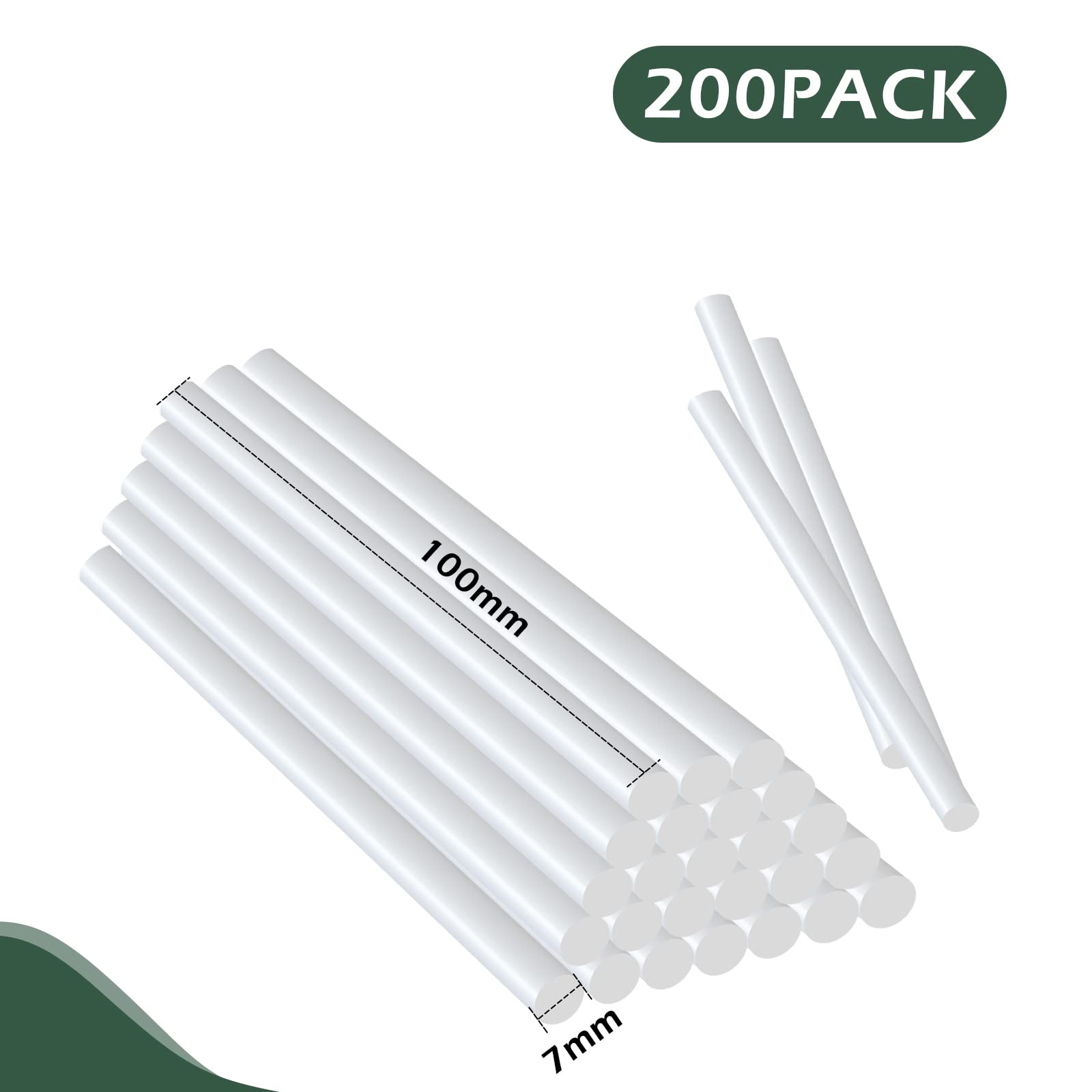 200 stick di colla Ø 7 mm x 100 mm, mini stick di colla a caldo trasparente, stick di colla standard per pistola di colla, colla a caldo per fai da te, riparazione