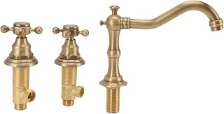 Grifo de Lavabo de Tres Orificios, Manija Doble, Resistente al Agua, Fácil Instalación, Grifo de Baño para Hogar Antiguo, Duradero y Elegante para Baños Clásicos, Ideal para Espacios Residenciales y C