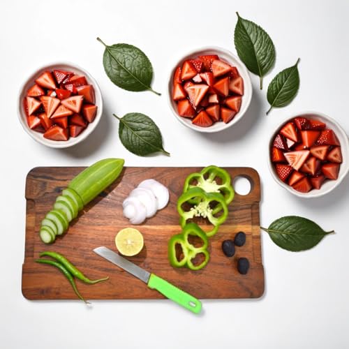 Image of Wooden Chopping Board /Cutting /Imported Natural Acacia Wood Serving Board, Kitchen Platter, Vegetables, Fruits & Cheese | 38LX 21.5W X1.5H| Handcrafted | Made in India