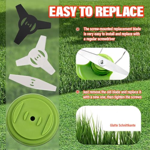 Image of HASTHIP 4Pcs Grass Trimmer Blade Replacement Weeder Attachment | Two Forms for Weed Clearing, Reaches Tight Patches, Manganese Steel, Three Point and Flat Types, Seller Support