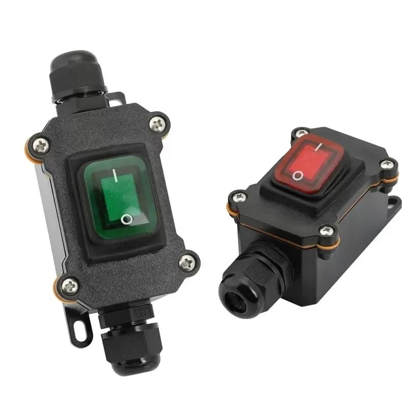 Interruttore A Bilanciere Marino Impermeabile Con Cavo Di Alimentazione In Linea LED IP65 Scatola Di Giunzione Esterna Interruttore Elettrico 12V 24V 220V 16A 30A(Single green 12-24V,5 PCS)