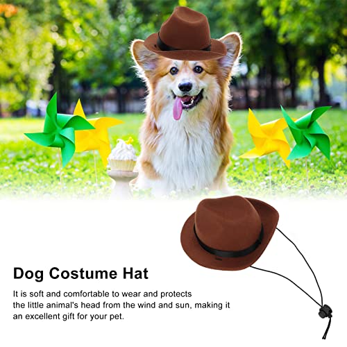 Sombrero Fedora para Perro Pequeño Ajustable Marrón miniatura 6