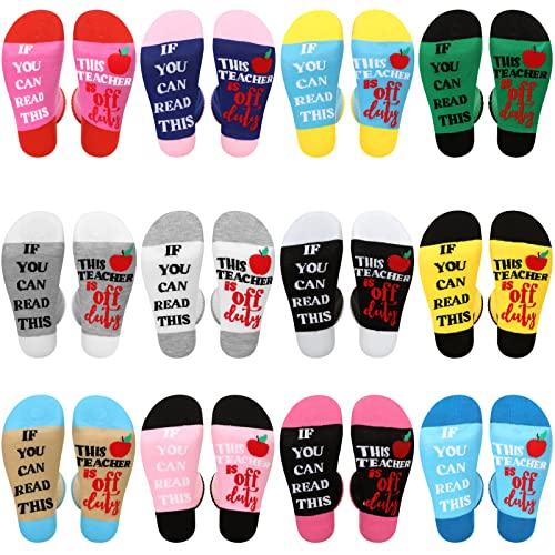Crowye 12 Pairs Women Teacher Funny Crew Socks for Nurse Novelty Cotton Socks Appreciation...