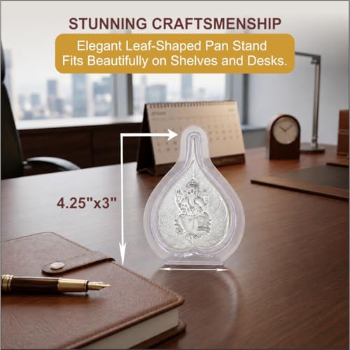 Image of 999 Pure Silver Ganesha Pan Stand | Ganesh Idol with PoojaPan for Home Temple, Office & Hall Decor | Luxury Spiritual & Corporate SilverGift | Tabletop 4.25 inch x 3 inch inch