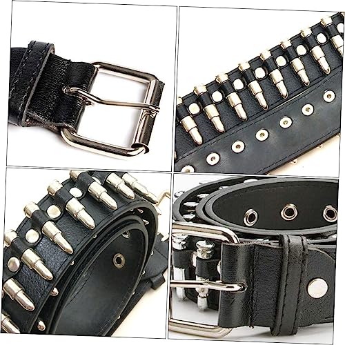 Men's Punk Bullet Belt Artificial Leather Waistband Alloy Buckle Stylish Casual Accessory for Jeans and Rave Outfits3