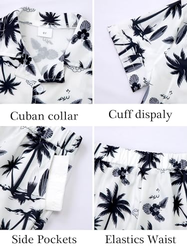Image of DAXIANG Boys 2 Piece Hawaiian Outfit Summer Button Down Shirt and Pocket Short Sets Beach Vacation Clothes for Kid Size 3-10