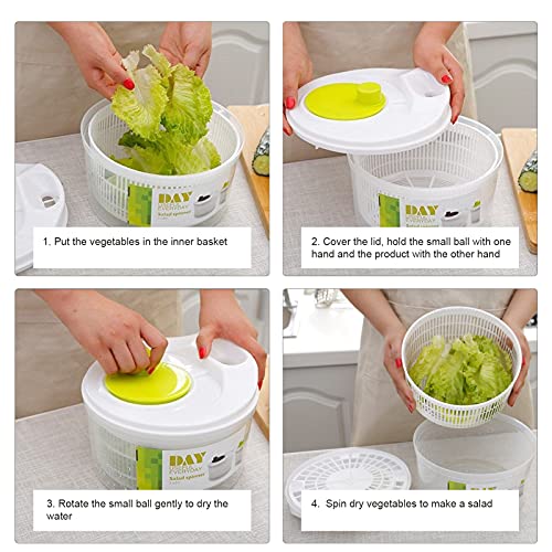 Moochy 3L Salad Spinner Manual Alface Spinner Secador de frutas e vegetais com alça giratória para s