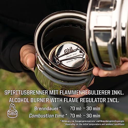 Kit de cuisine à alcool Esbit compact avec deux casseroles