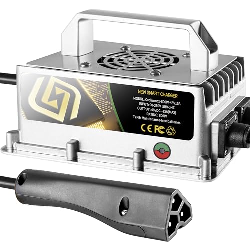 Croliumcx 6974984990319 48Volt 15Amp Aluminum Casting Wide Voltage Golf Cart Battery Charger Matching 3-Pin Triangular Plug Charges The Battery On Ezgo Txt48/Rxv 48V Golf Carts cover