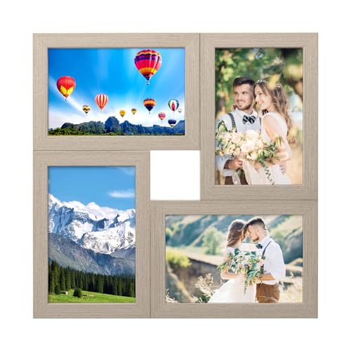 HENGBIRD Bilderrahmen Holz Fotorahmen Collage für 4 Fotos Wanddekoration...