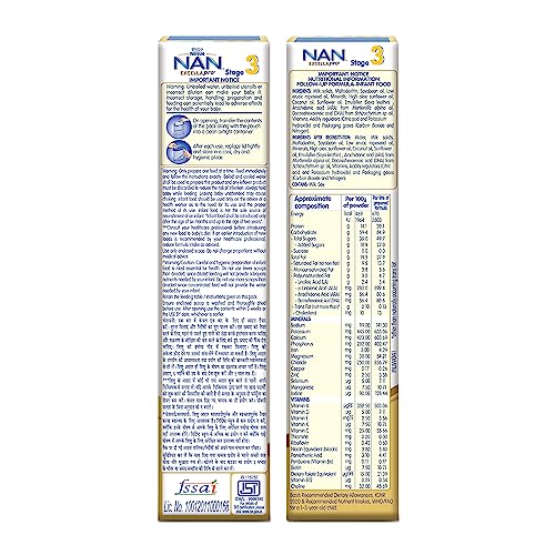 Image of Nestle NAN EXCELLAPRO Nan Stage 3 Follow-Up Formula Milk Powder For Babies, 12-24 months, With DHA, ARA, 400g Pouch in Box - (Pack of 2)