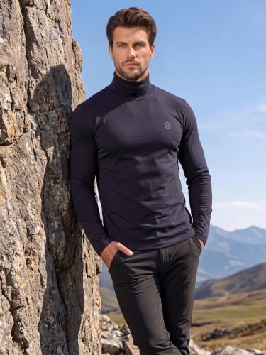 Image of CHKOKKO Men's Winter Wear Cotton High Neck Full Sleeves Regular Fit T-Shirt