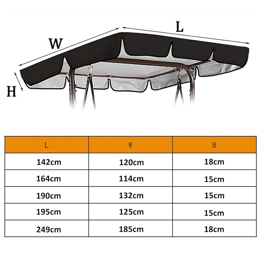 2 3 Posti Tetto di Ricambio per Altalena da Giardino Copertura di Ricambio per Dondolo Hollywood Tettuccio per Dondolo Impermeabile Tettuccio in Oxford(Brown,65x45in/164x114cm)