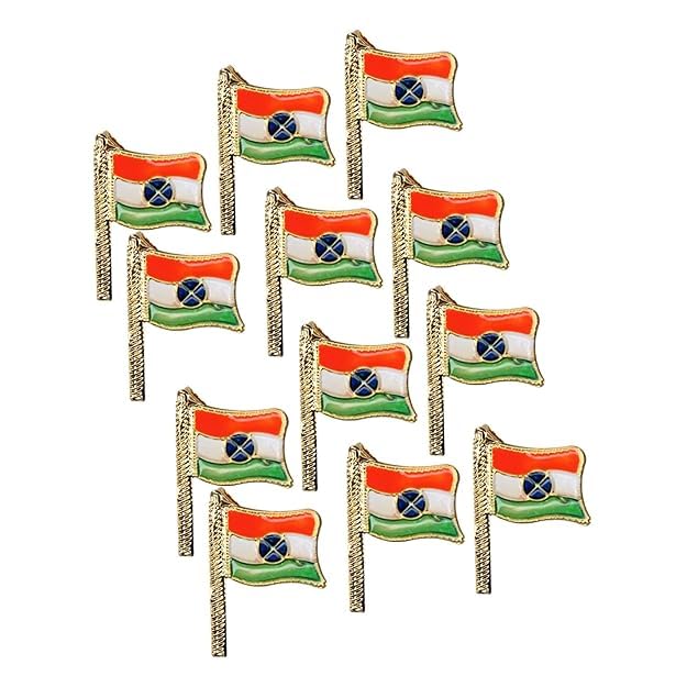 Nehuu Creations Indian Flag shape Brass Laminated Lapel Pin/Brooch/Badge for Funaction Celebration School College Taechers Day Programme (Pack of 10) (B0D9W3FCYH) Amazon Price History, Amazon Price Tracker