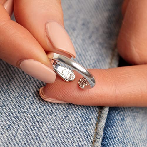 Bague réglable en argent 925 Lily Charmed avec patte ouverte taille unique