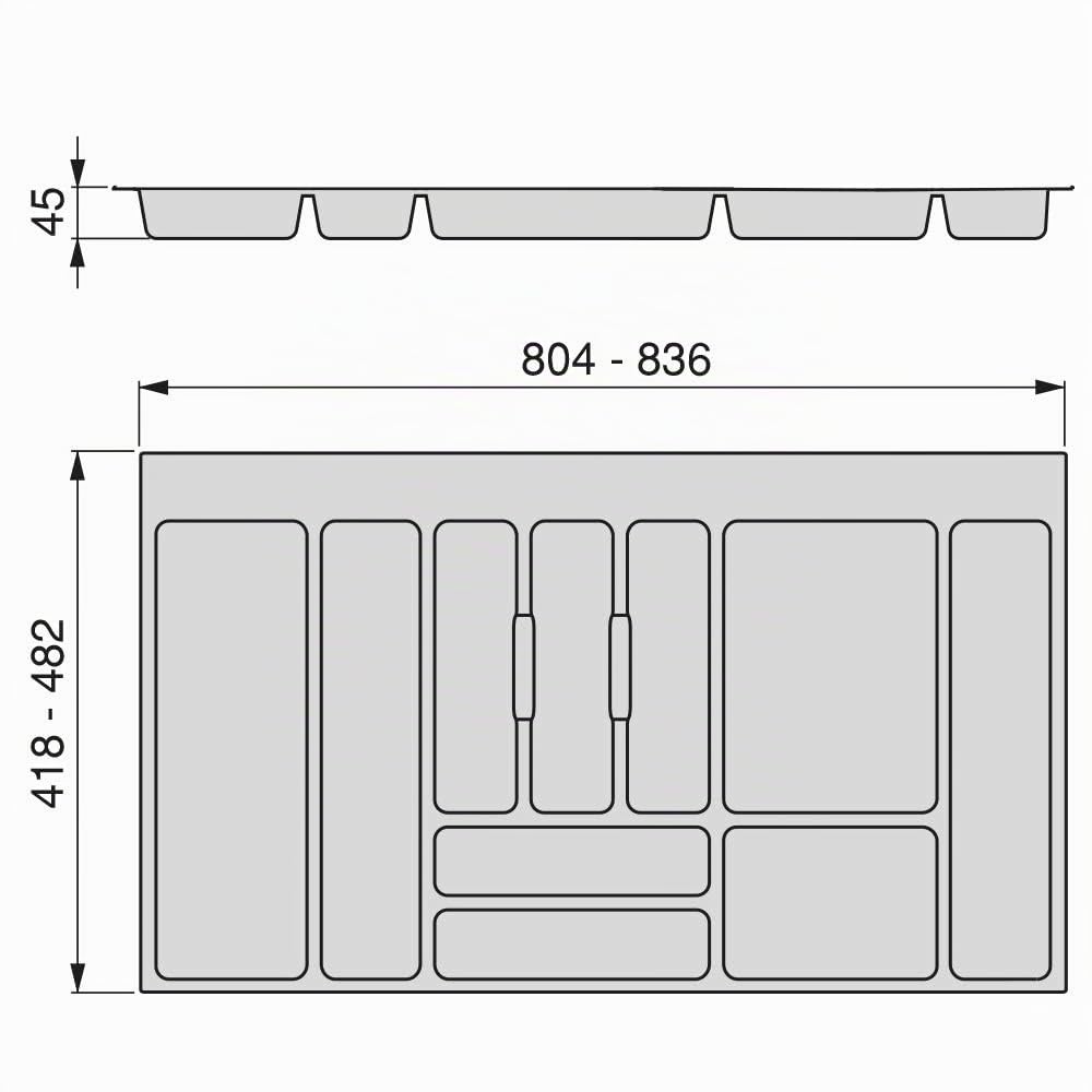 Emuca - Portaposate Regolabile per cassetto, Vassoio da Posate cassetto modulo di Larghezza 90cm