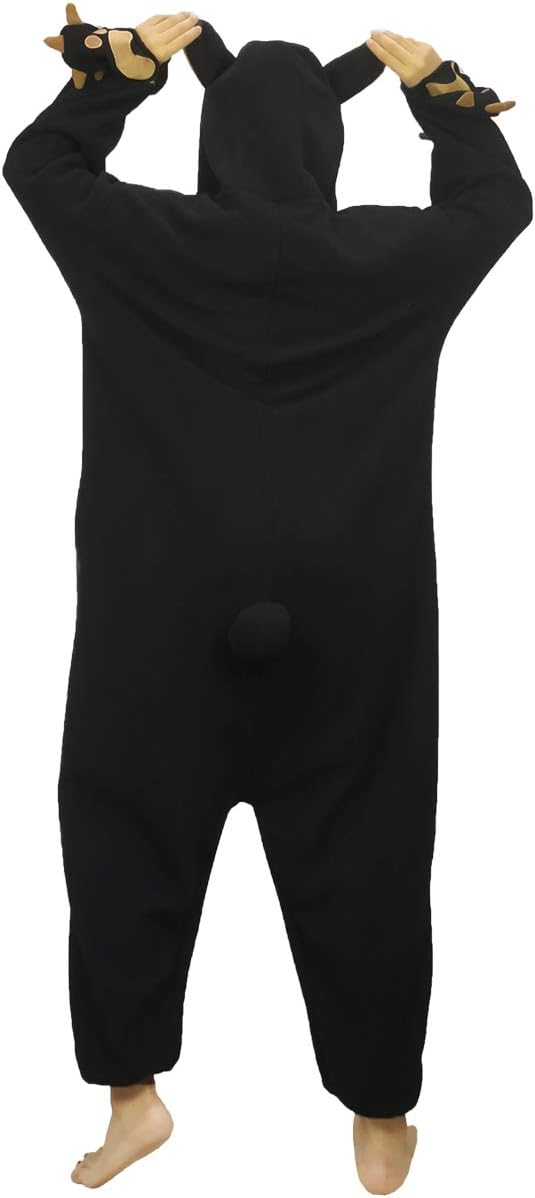 dressfan Unisex Black Bear & Polar Bear Costume Onesie Pajamas Halloween Cosplay Costume with Paw Gloves - Image 4