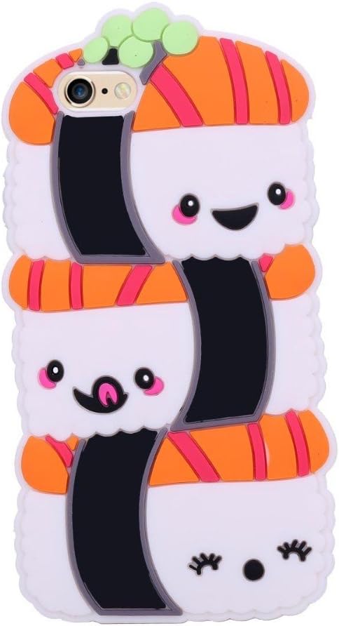 Cute 3D Candy Color Food & Refreshment Design Soft Silicone Back Case Cover for iPhone 7 Plus 5.5'' (Smile Sushi White)