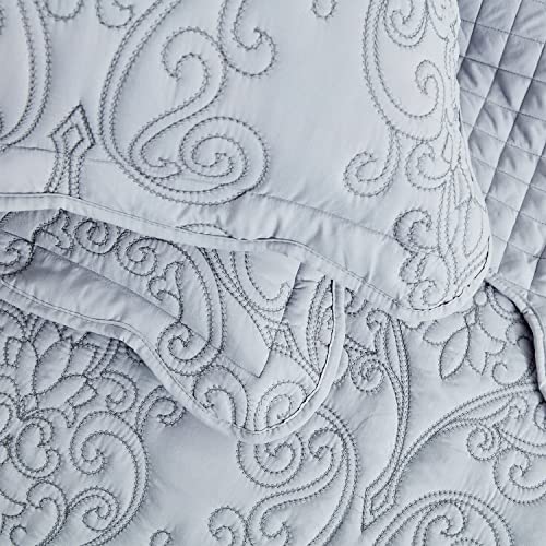 Image of CHIXIN Microfiber Standard Pillow Shams Set of 2 - Decorative Quilted Pillow Covers - Grey - Size (20 inch x 26 inch)