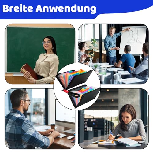 2 Stück Fächermappe a5, Mappe mit fächern, Schnellhefter A5 für Belege Aufbewahrung, Ringordner a5 mit Farbigen Innenblättern und Abnehmbaren Aufklebern