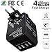 Produktbild Universal Reise Adapter, luxsure Adapter Reisestecker International, Ladegerät mit zwei Sicherung, 4 USB, Steckdose Konverter Steckdosenleiste für US UK Aus EU ca. 150 Ländern