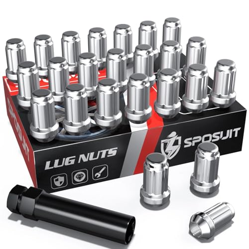 Image of Sposuit 24 Pcs M12x1.25 Chrome Spline Lug Nuts, 19mm Hex, for Nissan | Compatible with Nissan 1998-2024 Frontier, 2004-2024 Titan(NOT XD), 1987-2014 Pathfinder, 2000-2015 Xterra, with 1 Socket