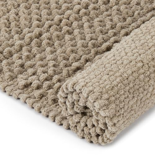 Image of haus & kinder Cotton Chenille Door Mat 1700 GSM | Ultra Soft Absorbent Anti Skid Bath Mat for Bathroom, Entrance & Kitchen | Thick Floor Mat | Beige | 45 x 70 cm