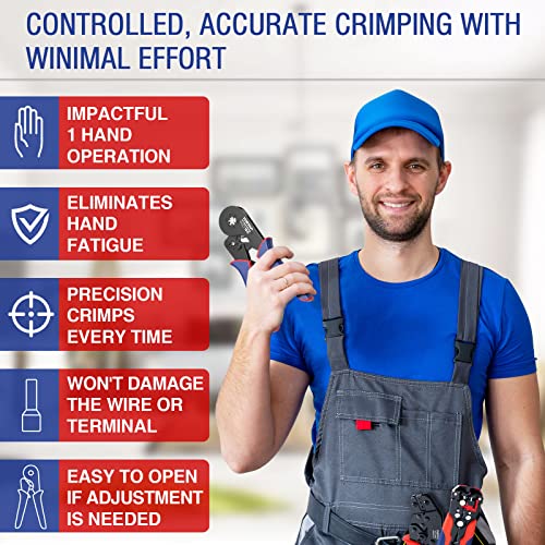 Image of Wire Ferrule Crimping Tool Kit, AWG 28-5 Self-Adjustable Hexagonal Crimper Plier With 1150pcs Twin & Single Wire End Ferrules Terminals Crimping Tool Set 0.08-16 mm