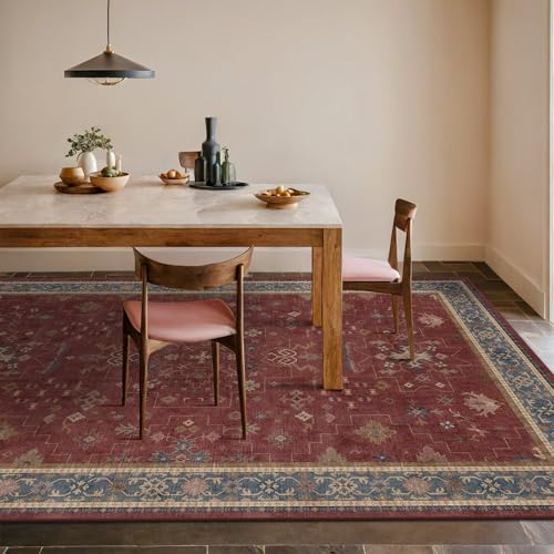 6x9 Dining Room Rugs for Under Table - Vintage Burgundy