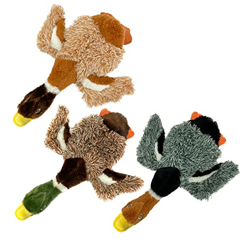 Image of Best Pet Supplies Dog Chew Toys for Small and Medium Dogs, Tough Interactive Squeaky Plush Stuffed Animal Toys - 3 Mallard Ducks Bundle