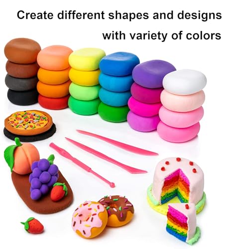 Image of VGRASSP 24 Pcs Air Dry Clay for Kids with 6 Sculpting Tools - Creative Art & Crafts Play Dough Birthday Return Gift for Boys and Girls (12 Colors X 2)