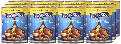 Image of Progresso Soup, Rich & Hearty, Steak and Vegetable Soup, 18.8 oz Cans (Pack of 12)