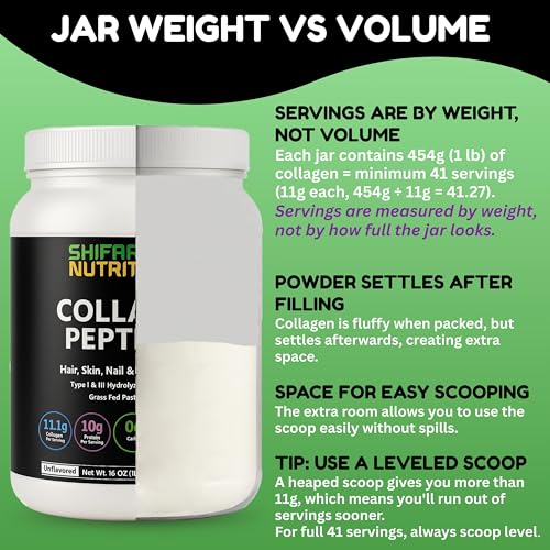 Image of Halal & Grass Fed Collagen Peptides Powder 1LB (16oz) Tub. Unflavored Hydrolyzed Collagen Peptides Powder Type I & Type III for Hair, Skin, Nails & Joints | Keto & Paleo Friendly | Sugar & Gluten Free