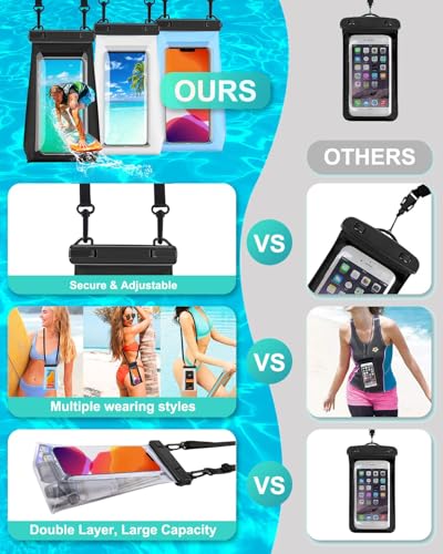 Large Capacity Waterproof Phone Pouch Floating, Waterproof Bag Case for iPhone 15 14 Pro Max 13 12 11 X XR 8 Plus Samsung Up to 6.9\'\', IPX8 Water Proof Phone Dry Bag for Boating Swimming Kayaking