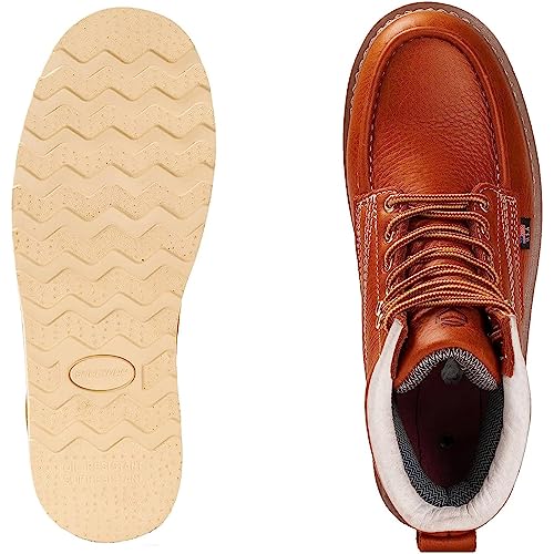 SUREWAY 6 in Mens Waterproof Soft Toe Work Boots for Men-Full Grain Leather,Goodyear,Non-Slip EH Safety Industial Construction Wedge Moc Toe Work Boots/Shoes,Waterproof Soft Toe Light Brown,Size 10.54