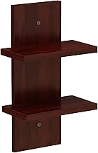 flux Wooden Wall Shelves for Living Room Home Decor Items Floating Book Rack for Study Room, Office, Kitchen Mounted Shelves Vertical Design for Living Room (Two Tier Shelf Without Hook,Red)
