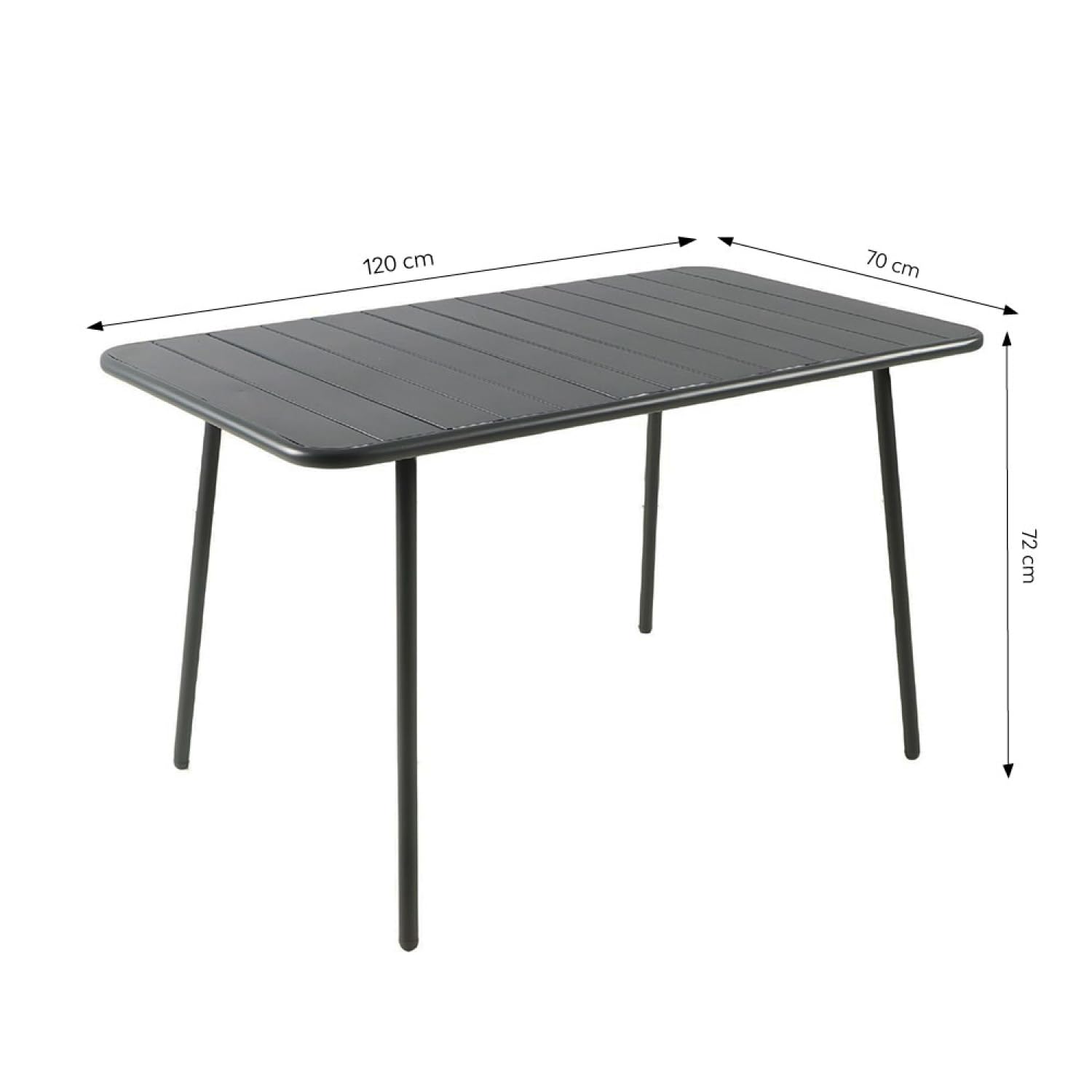 CONCEPT USINE Salon de Jardin BERGAME 4 Places 120 cm Acier Gris
