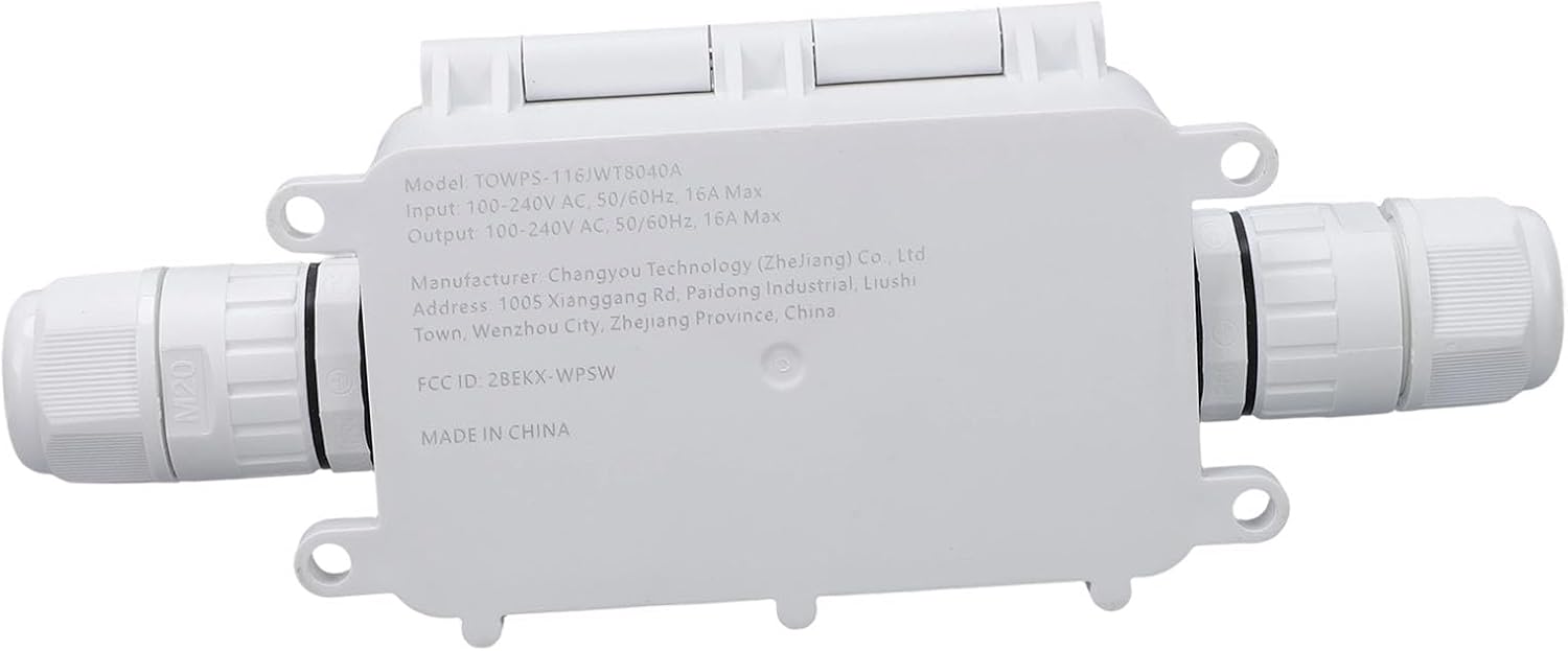 Asixxsix Outdoor Electrical Box, 16A WiFi Smart Timer Switch Junction Box with APP Control for Solar Projects Outdoor Lights Pool Lighting Garden Decorations