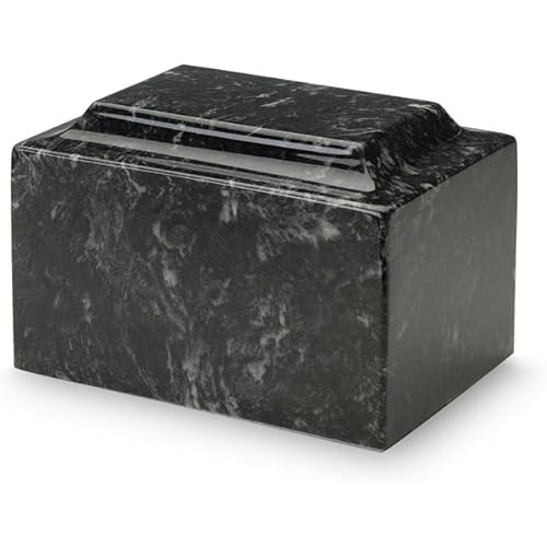 Ebony Classic Cultured Marble Cremation Urn for Ashes, Black, Adult Sized Cremation Urn for Human Ashes, Ground Burial, Home Memorial and Funeral Cremation Urn