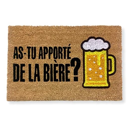 koko doormats Felpudo Entrada casa y Jardin, felpudos Entrada casa Originales y Divertidos, 40x60x1.5 cm, Coco con Base Antideslizante de PVC (As-tu apporté de la Bière?)