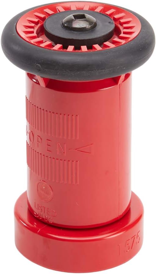 Heavy Duty Plastic 1 1/2" Fire Nozzle (NPSH) with Durable Rubber Bumper - Red